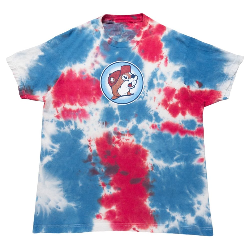 Buc-ee's Short Sleeve Tshirt Mens Size Large Red White Blue Tie Dye Patriotic